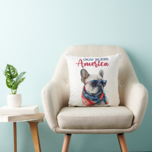 Patriotischer Hund - Französische Bulldogge Kissen