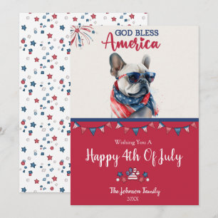 Patriotischer Hund-Französischer Bulldog 4. Juli-K Karte