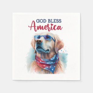 Patriotischer Hund-Golden Retriever Serviette