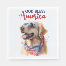 Patriotischer Hund-Golden Retriever Serviette