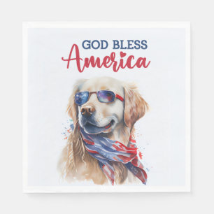 Patriotischer Hund-Golden Retriever Serviette