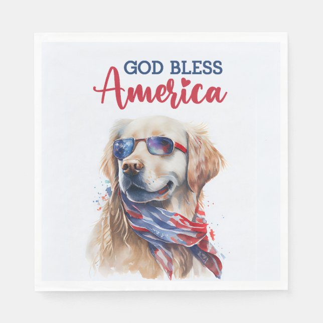 Patriotischer Hund-Golden Retriever Serviette (Vorderseite)