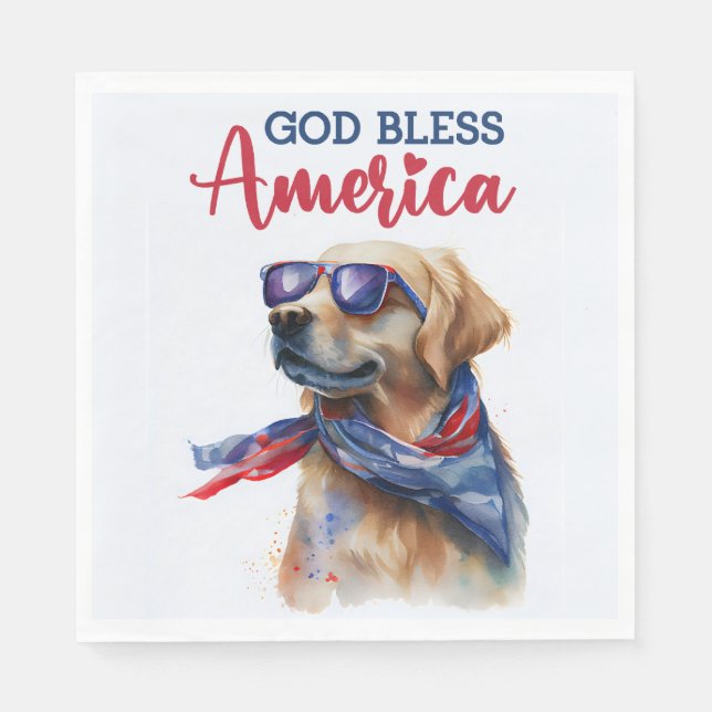 Patriotischer Hund-Golden Retriever Serviette (Vorderseite)