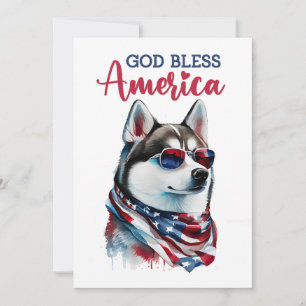 Patriotischer Hund-Husky 4. Juli Karte