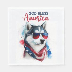 Patriotischer Hund-Husky Serviette