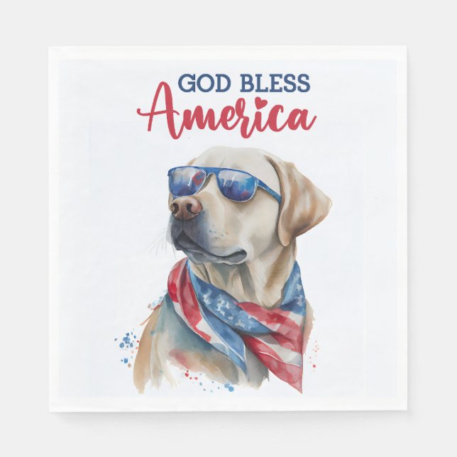 Patriotischer Hund-Labrador Serviette (Vorderseite)