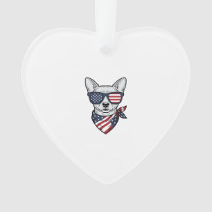 Patriotischer Hund mit Flaggen-Sonnenbrille Vintag Ornament