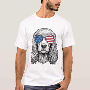 Patriotischer Hund mit Flaggen-Sonnenbrille Vintag T-Shirt