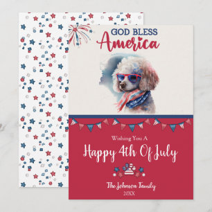 Patriotischer Hund - Poodle 4. Juli Card Karte
