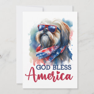 Patriotischer Hund - Shih Tzu 4. Juli Karte