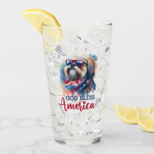 Patriotischer Hund-Shih tzu Glas