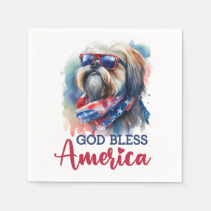 Patriotischer Hund-Shih tzu Serviette