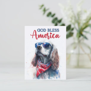 Patriotischer Hund-Spaniel 4. Juli Karte
