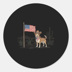 Patriotischer Hund Usa 4. Juli Amerikanische Flagg Runder Aufkleber