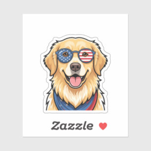 Patriotischer Hund USA-Flagge-Sonnenbrille 4. Juli Aufkleber