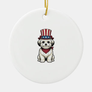 Patriotischer Hund Vintage Gravur Vektor Design_1 Keramik Ornament