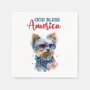Patriotischer Hund-Yorkie Serviette