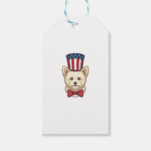 Patriotischer Hund Zylinder Vintage Vektordesign_1 Geschenkanhänger