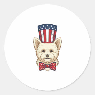 Patriotischer Hund Zylinder Vintage Vektordesign_1 Runder Aufkleber