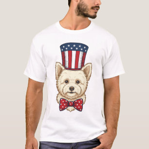 Patriotischer Hund Zylinder Vintage Vektordesign_1 T-Shirt