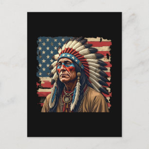 Patriotischer indianischer Häuptling Amerikanisch Feiertagspostkarte