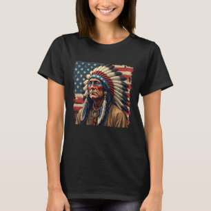 Patriotischer indianischer Häuptling Amerikanisch  T-Shirt
