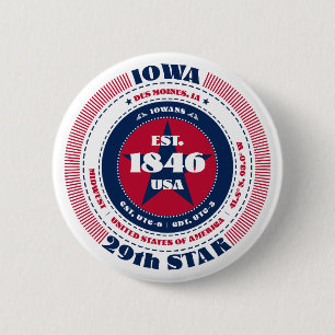 Patriotischer Iowa-Kreis mit Staat-Details Button