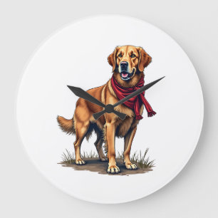 Patriotischer Jagd Golden Retriever Vintage T-Shir Große Wanduhr