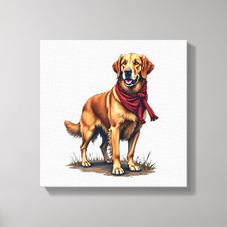 Patriotischer Jagd Golden Retriever Vintage T-Shir Leinwanddruck