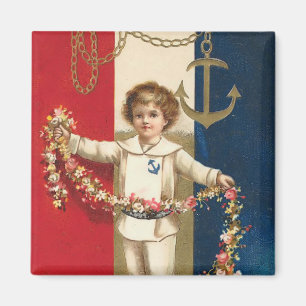 Patriotischer Jungen-Quadrat-Magnet Magnet
