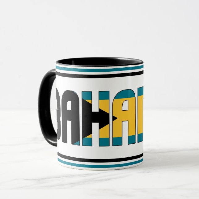 Patriotischer Kaffee der Bahamas-Nationalflagge Tasse (Vorderseite Links)