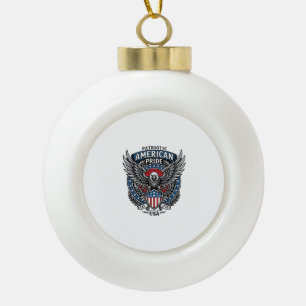 Patriotischer Kampfhabicht Patriotischer Adler & H Keramik Kugel-Ornament