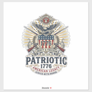 Patriotischer Kampfschild 1776 Militärisch Inspiri Aufkleber