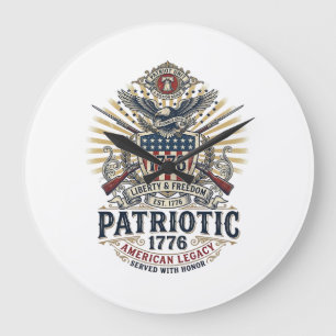 Patriotischer Kampfschild 1776 Militärisch Inspiri Große Wanduhr