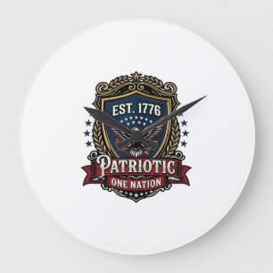 Patriotischer Kampfschild 1776 Militärisch Inspiri Große Wanduhr