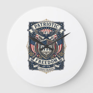 Patriotischer Kampfschild 1776 Militärisch Inspiri Große Wanduhr