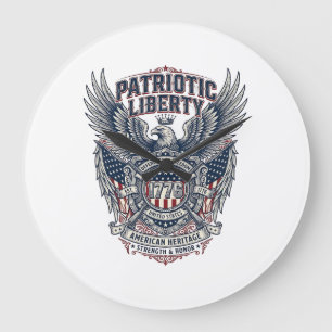Patriotischer Kampfschild 1776 Militärisch Inspiri Große Wanduhr