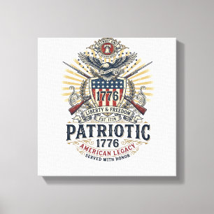 Patriotischer Kampfschild 1776 Militärisch Inspiri Leinwanddruck