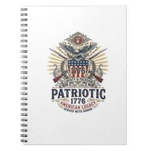 Patriotischer Kampfschild 1776 Militärisch Inspiri Notizblock