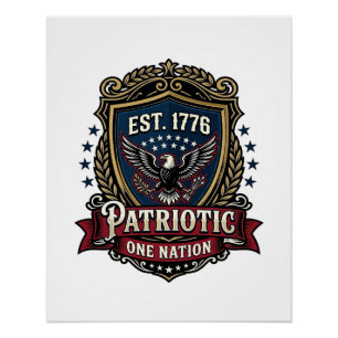 Patriotischer Kampfschild 1776 Militärisch Inspiri Poster