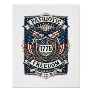 Patriotischer Kampfschild 1776 Militärisch Inspiri Poster