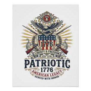 Patriotischer Kampfschild 1776 Militärisch Inspiri Poster