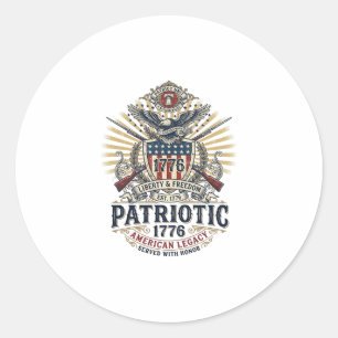 Patriotischer Kampfschild 1776 Militärisch Inspiri Runder Aufkleber