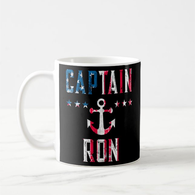 Patriotischer Kapitän Ron Us Flag 4. Juli Boot Kaffeetasse (Links)