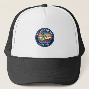Patriotischer Kawaii Dinosaurier All-american DINO Truckerkappe