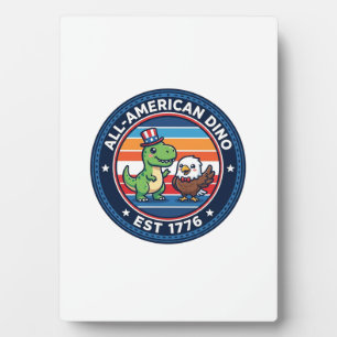 Patriotischer Kawaii Dinosaurier All-amerikanische Fotoplatte