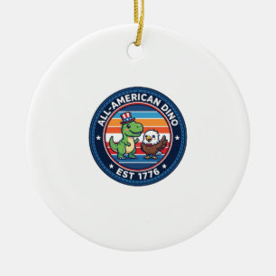 Patriotischer Kawaii Dinosaurier All-amerikanische Keramik Ornament