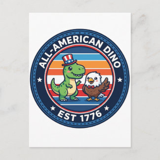 Patriotischer Kawaii Dinosaurier All-amerikanische Postkarte