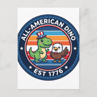 Patriotischer Kawaii-Dinosaurier All-amerikanische Postkarte