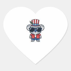 Patriotischer Koala im Vintage-Stil Vektor Kunst_1 Herz-Aufkleber
